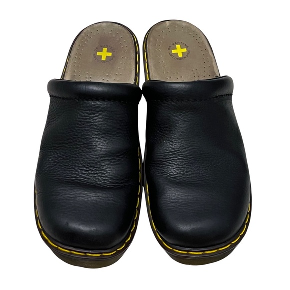 Dr Martens Chunky Platform Mules Clog Womens Size US 6 /37 Black Pebbled Leather - Picture 3 of 11